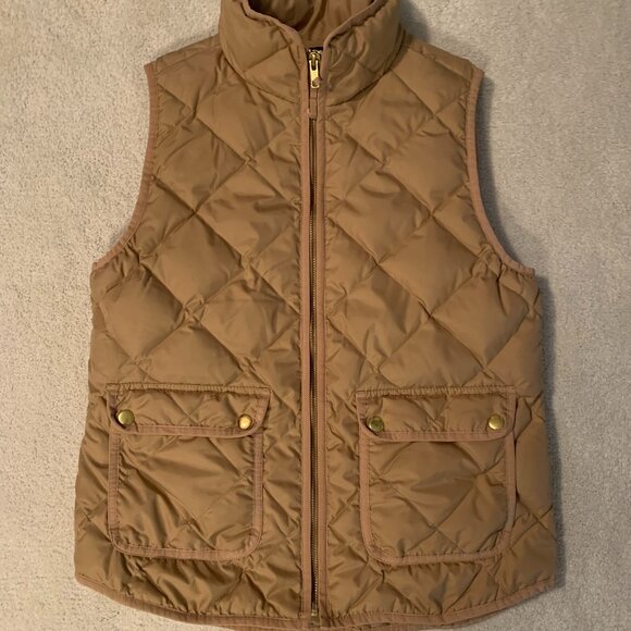 J.Crew Excursion Quilted Down Vest Tan Small - Picture 1 of 3